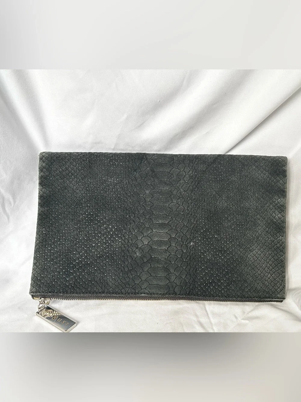 Banana Republic Charcoal Embossed Snake-Texture Clutch - By LA Brand August